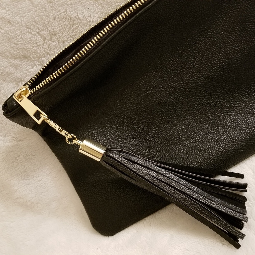 Black vegan-leather clutch